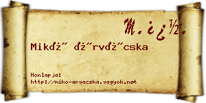 Mikó Árvácska névjegykártya